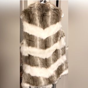 -White House Black Market faux fur multi color vest